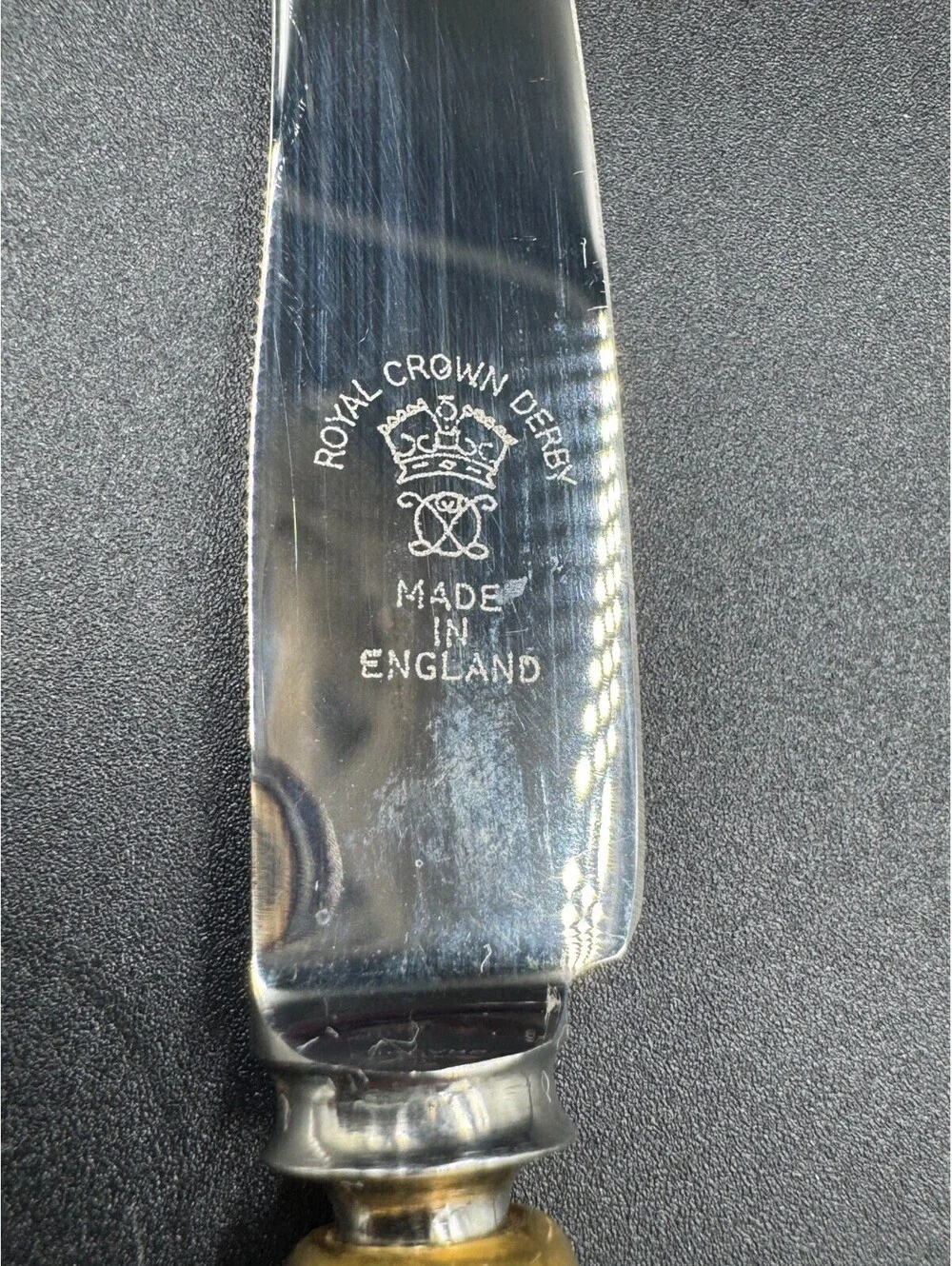Royal Crown Derby Mixed Pattern Porcelain Handled Knives Set of 5 Vintage Englan